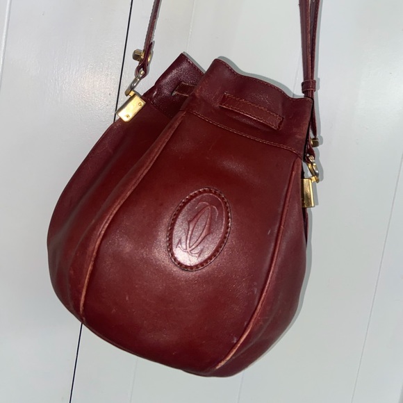 Authentic CARTIER Leather Drawstring Bucket Bag - Picture 3 of 5